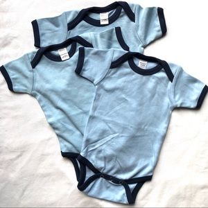Three 3️⃣ Monag 0-3 Month Baby Blue Navy Bodysuit